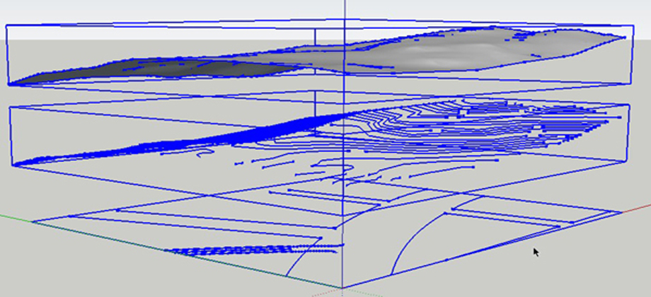 Using Imported Civil DWG Parking Layouts to Drape onto a Sandbox Topography Mesh in SketchUp Pro Tutorial